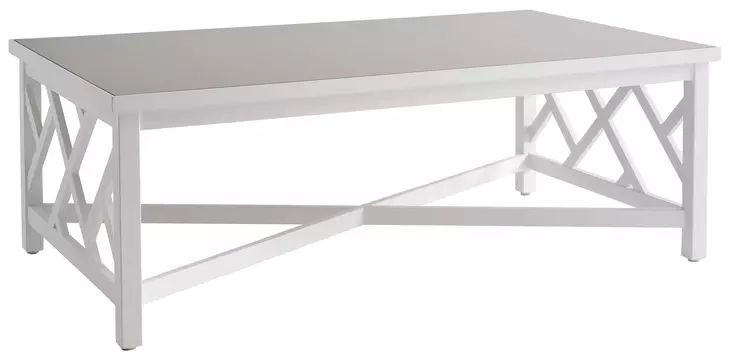 Island Classic Cream and Gray Outdoor Rectangular Quartz Top Cocktail Table