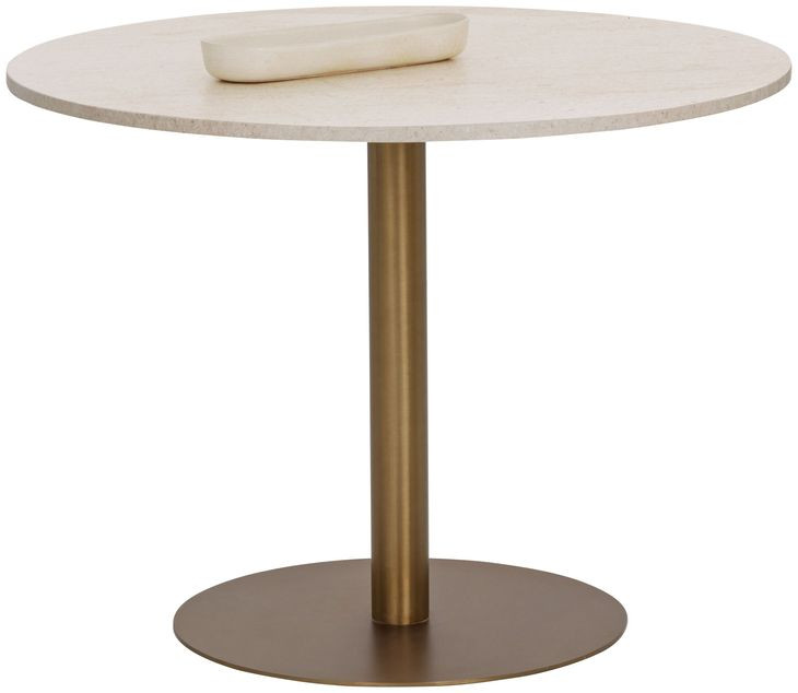 Iska Cream and Antique Brass 40" Round Marble Top Bistro Table