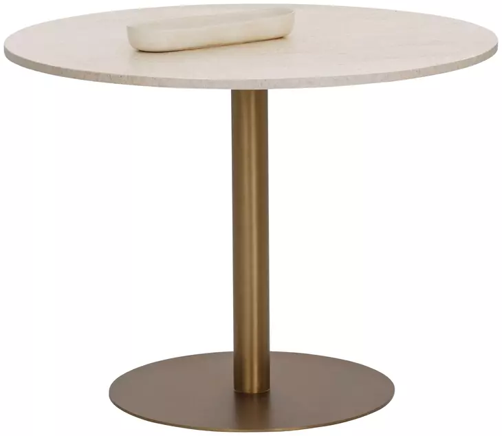 Mikha Cream and Antique Brass 40" Round Marble Top Bistro Table