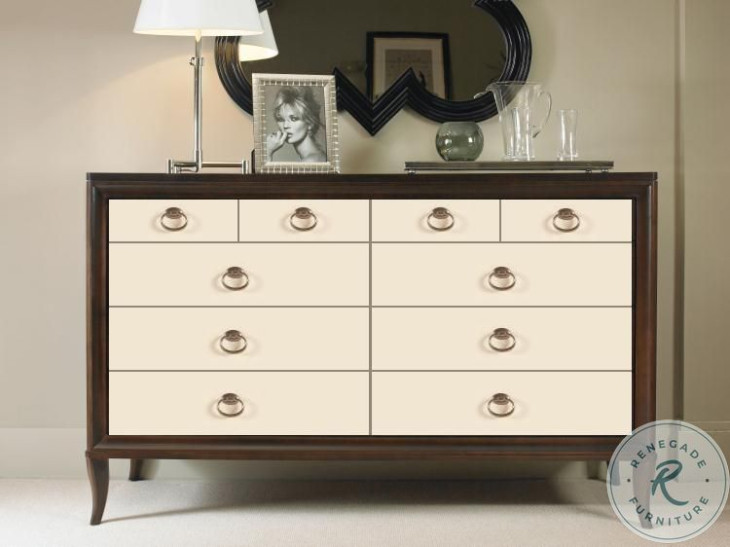 Tribeca American Walnut And Cream 8 Drawer Dresser