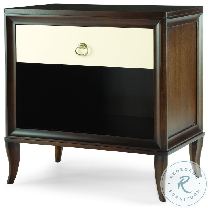 Tribeca American Walnut And Cream 1 Drawer Nightstand
