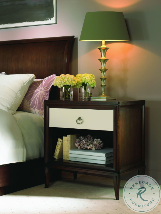 Tribeca American Walnut And Cream 1 Drawer Nightstand