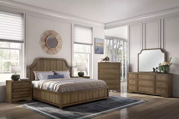 Magnolia Almond Planked Panel Bedroom Set