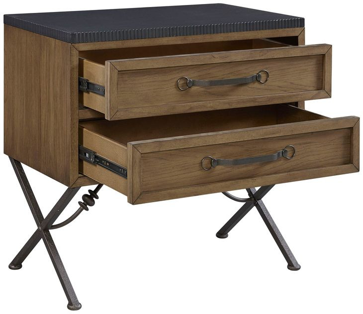 Magnolia Almond and Black 2 Drawer Nightstand with USB Charging