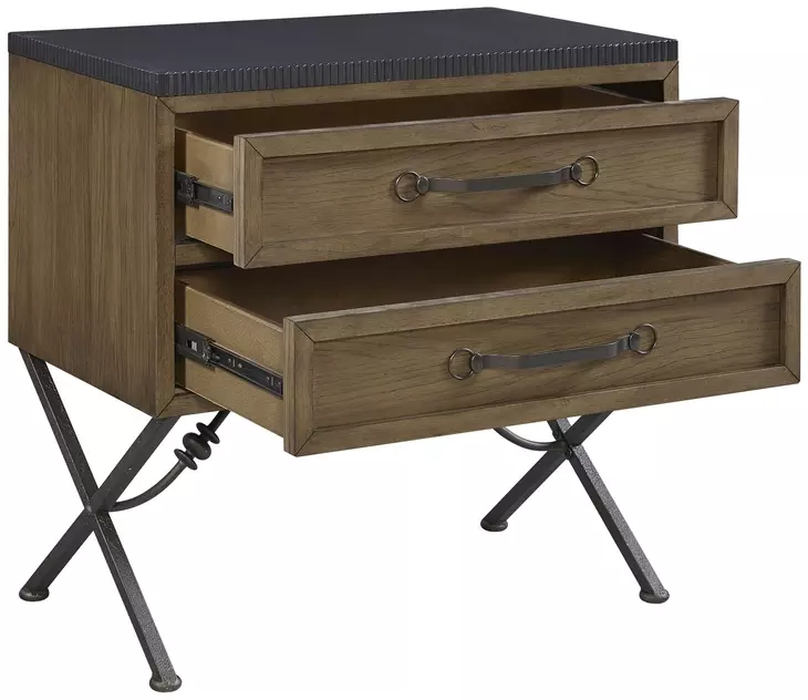 Magnolia Almond and Black 2 Drawer Nightstand with USB Charging