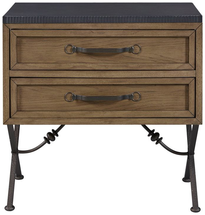 Magnolia Almond and Black 2 Drawer Nightstand with USB Charging