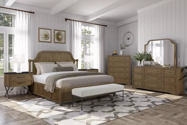Magnolia Almond and Black 2 Drawer Nightstand with USB Charging