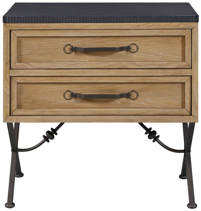 Magnolia Cashew and Black 2 Drawer Nightstand with USB Charging