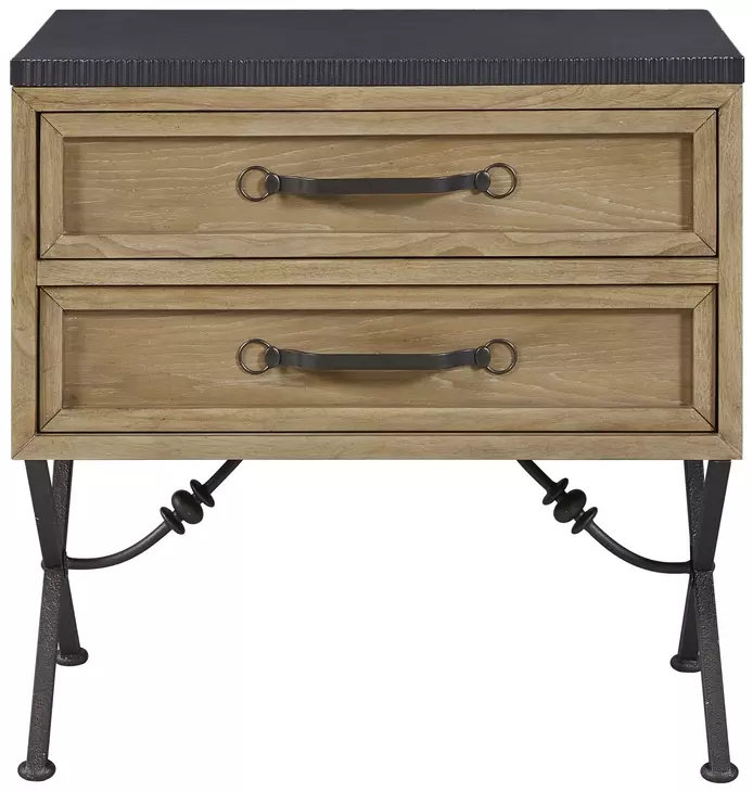 Magnolia Cashew and Black 2 Drawer Nightstand with USB Charging