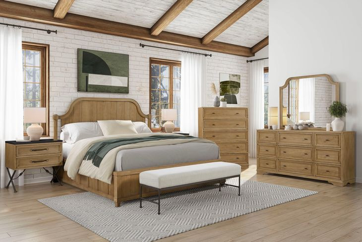 Magnolia Cashew and Black 2 Drawer Nightstand with USB Charging