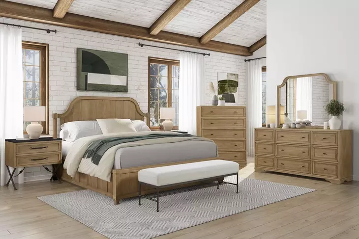 Magnolia Cashew and Black 2 Drawer Nightstand with USB Charging