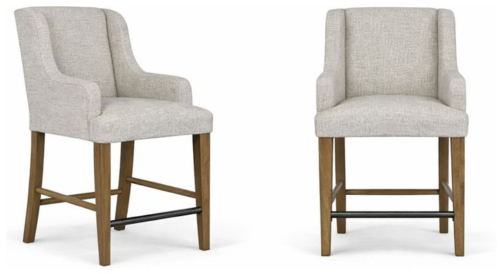 Magnolia Gray and Almond Upholstered Counter Height Stool Set of 2