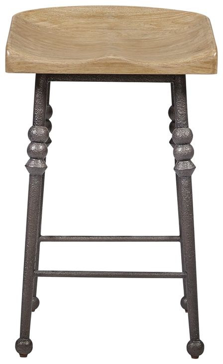 Magnolia Cashew and Gray Counter Height Saddle Stool Set of 2