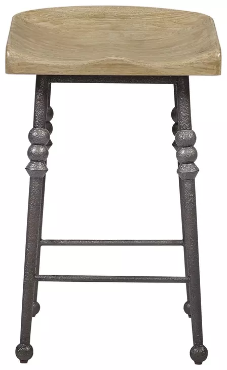 Magnolia Cashew and Gray Counter Height Saddle Stool Set of 2