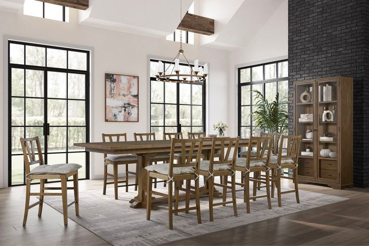 Magnolia Almond 114" Extendable Rectangular Counter Height Dining Table