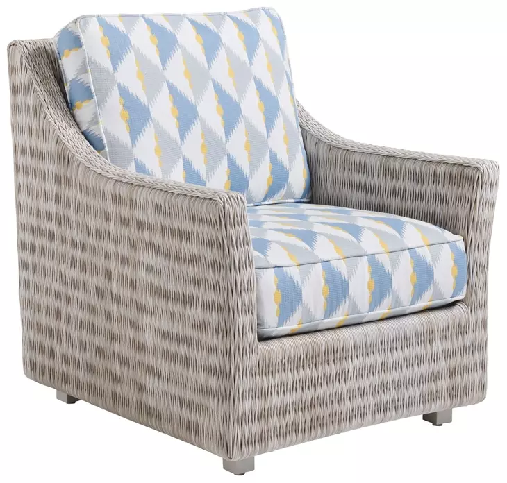 Seabrook Blue and White Upholstered Outdoor Lounge Chair