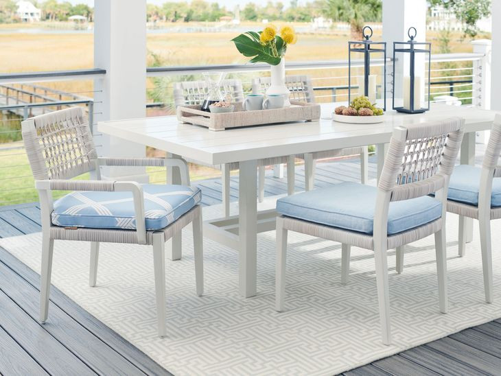 Seabrook Blue Upholstered Outdoor Arm Chair - Thumbnail 4