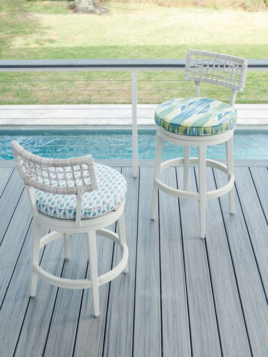 Seabrook Upholstered Swivel Outdoor Bar Stool - Thumbnail 2