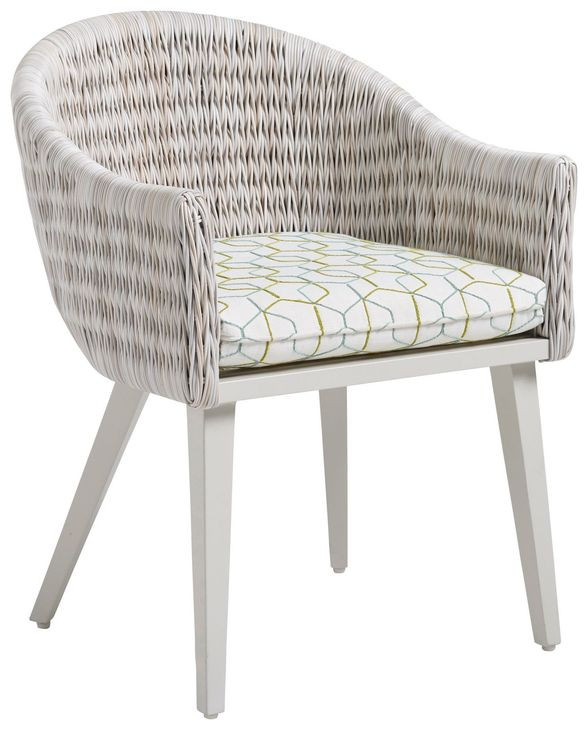 Seabrook Blue and White Upholstered Outdoor Arm Chair