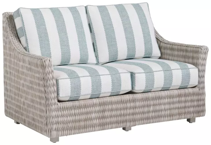 Seabrook Blue and White Outdoor 58" Loveseat