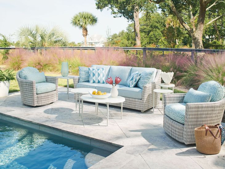 Seabrook Blue Outdoor Conversation Set