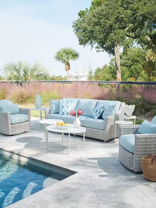 Seabrook Blue Outdoor 82" Sofa