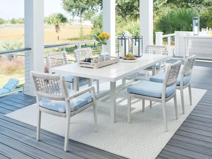 Seabrook Blue Upholstered Outdoor Side Chair