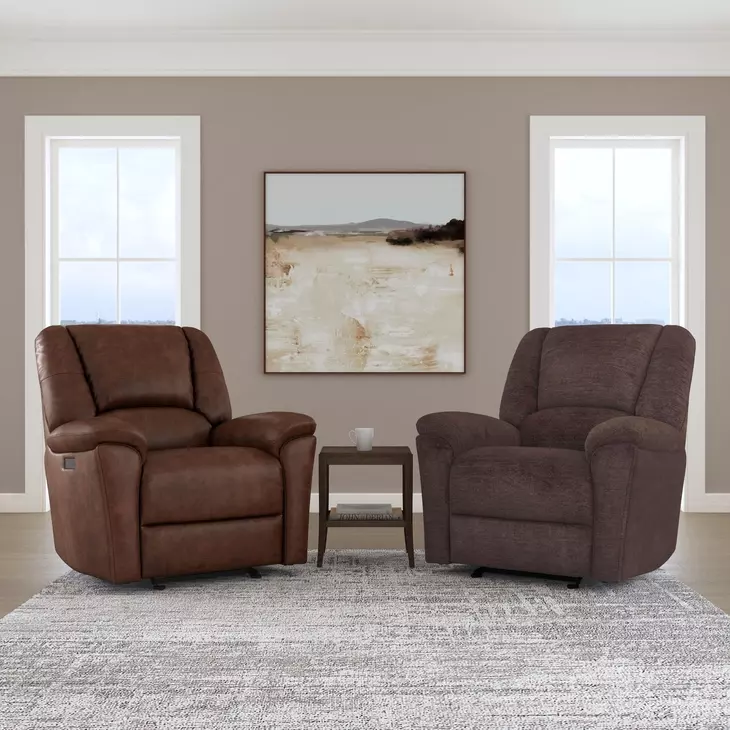 Plush Buffalo Performance Fabric Power Gliding Recliner with Power Lumbar and USB Charging