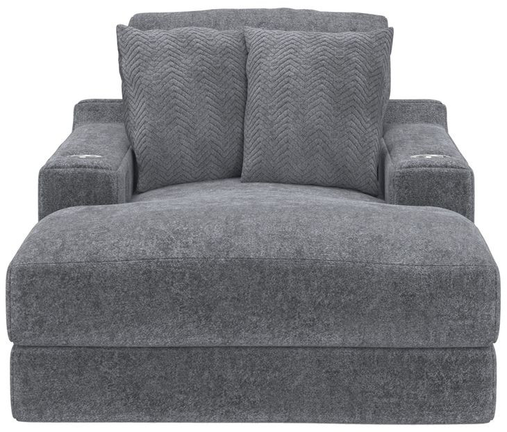 Cozy Gunmetal 53" Chaise with USB Charging