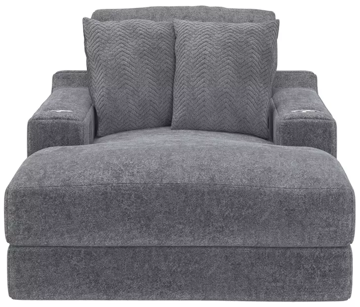 Cozy Gunmetal 53" Chaise with USB Charging