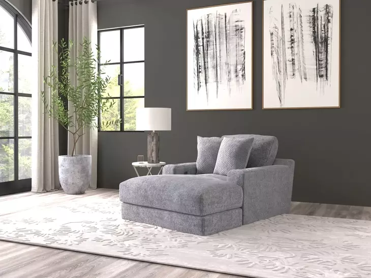 Cozy Gunmetal 53" Chaise with USB Charging