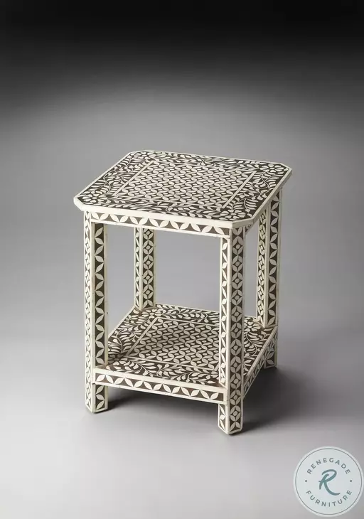 Brown Bone Inlay Side Table
