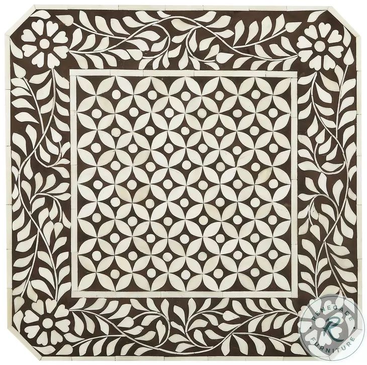 Brown Bone Inlay Side Table