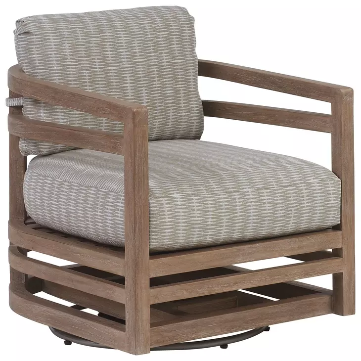 Stillwater Cove Tan Upholstered Outdoor Swivel Lounge Chair