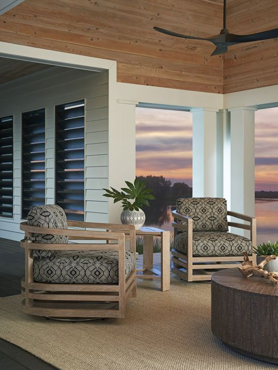 Stillwater Cove Black Upholstered Outdoor Swivel Lounge Chair