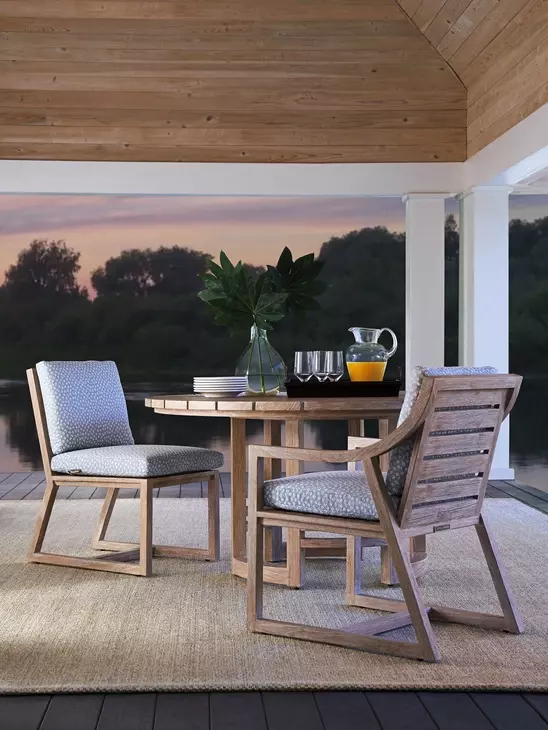 Stillwater Cove Blue Upholstered Outdoor Side Chair