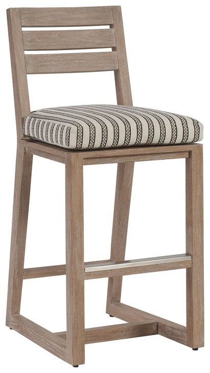 Stillwater Cove Beige and Black Upholstered Outdoor Bar Stool