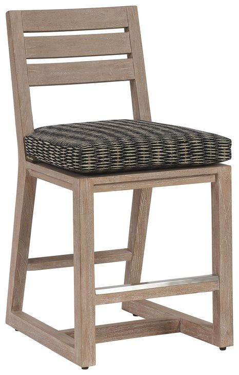 Stillwater Cove Black Upholstered Outdoor Counter Height Stool