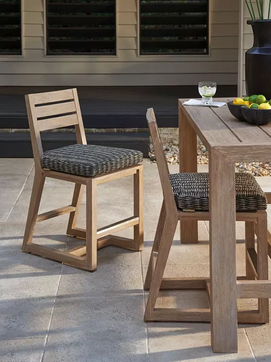 Stillwater Cove Black Upholstered Outdoor Counter Height Stool