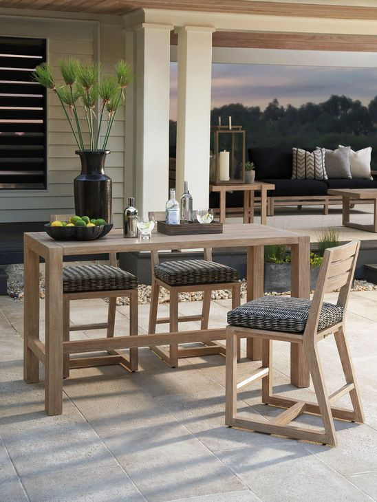 Stillwater Cove Black Upholstered Outdoor Counter Height Stool