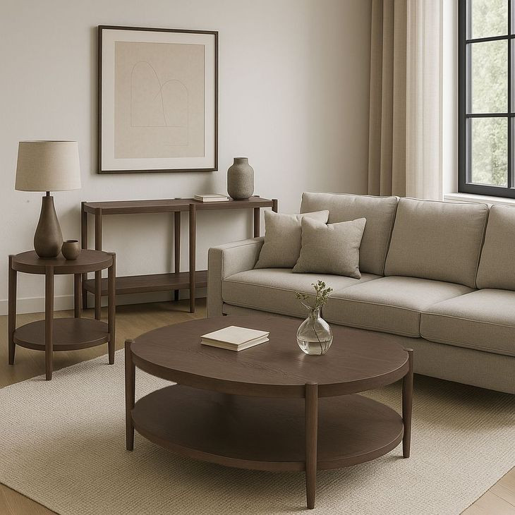 Sinclair Walnut Round Coffee Table