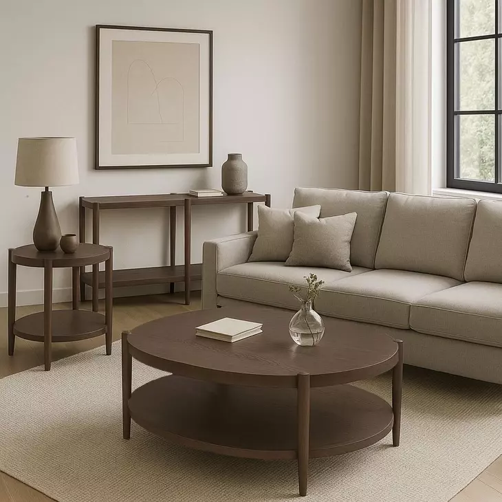 Sinclair Walnut Round Coffee Table