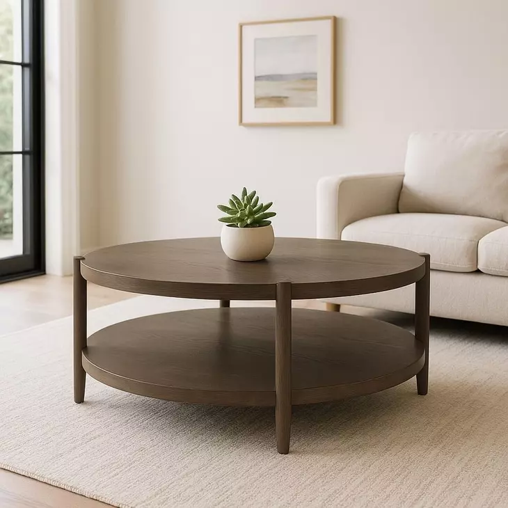 Sinclair Walnut Round Coffee Table
