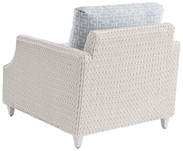 Ocean Breeze Promenade Blue and White Upholstered Outdoor Lounge Chair