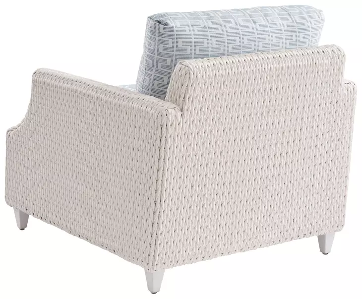 Ocean Breeze Promenade Blue and White Upholstered Outdoor Lounge Chair