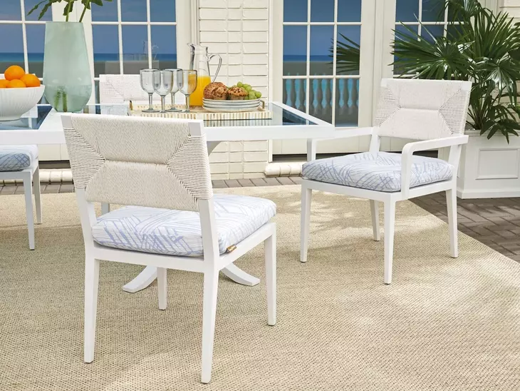 Ocean Breeze Promenade Blue Upholstered Outdoor Arm Chair