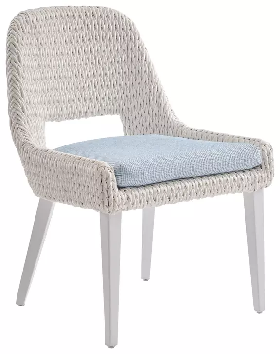 Ocean Breeze Promenade Blue Upholstered Outdoor Occasional Dining Chair