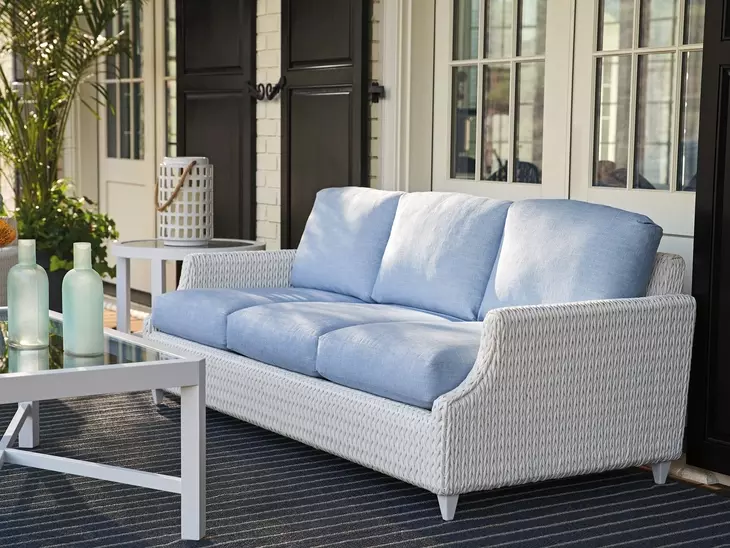 Ocean Breeze Promenade Blue Outdoor 81" Sofa