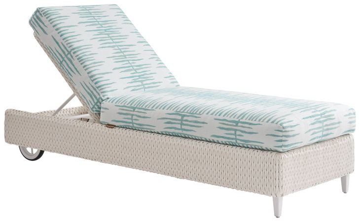 Ocean Breeze Promenade Blue and White 82" Outdoor Chaise