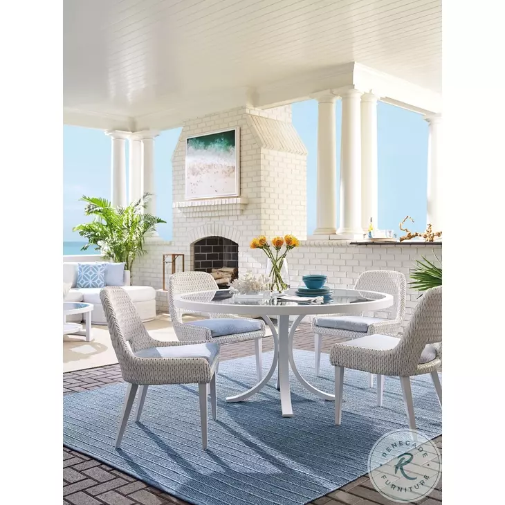 Ocean Breeze Promenade White Outdoor Round 56" Dining Table